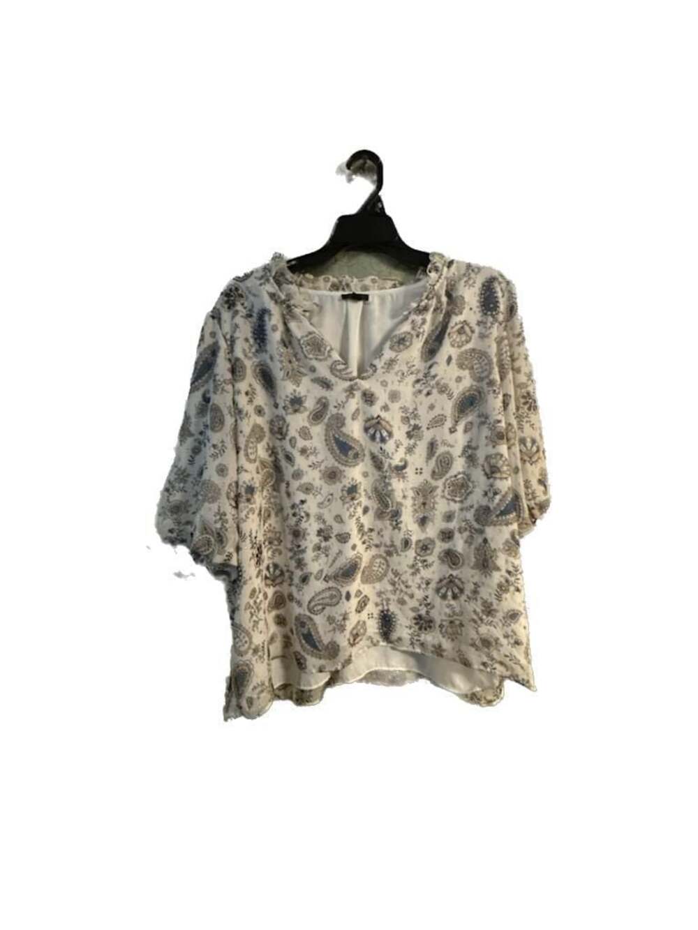 Ann Taylor Women's Paisley Print V-Neck Short Sleeve Blouse